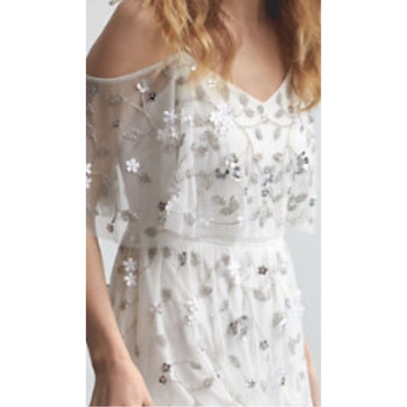 Adrianna Papell x BHLDN Faye 4 / Sm White Silver Embellished Maxi Wedding Gown - Picture 2 of 11